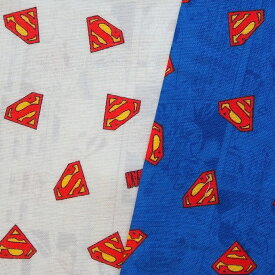 持越し品　キャラクター ダブルガーゼ生地 布 DCコミックス スーパーマン 紋章柄 G3644−1 アイコン柄 2021年 商用利用不可