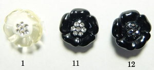 ジュエリー風ボタン ふっくらフラワー ストーン付きM7 28704現品限り ビジューボタン直径22mm バラ売りネコポス発送可能