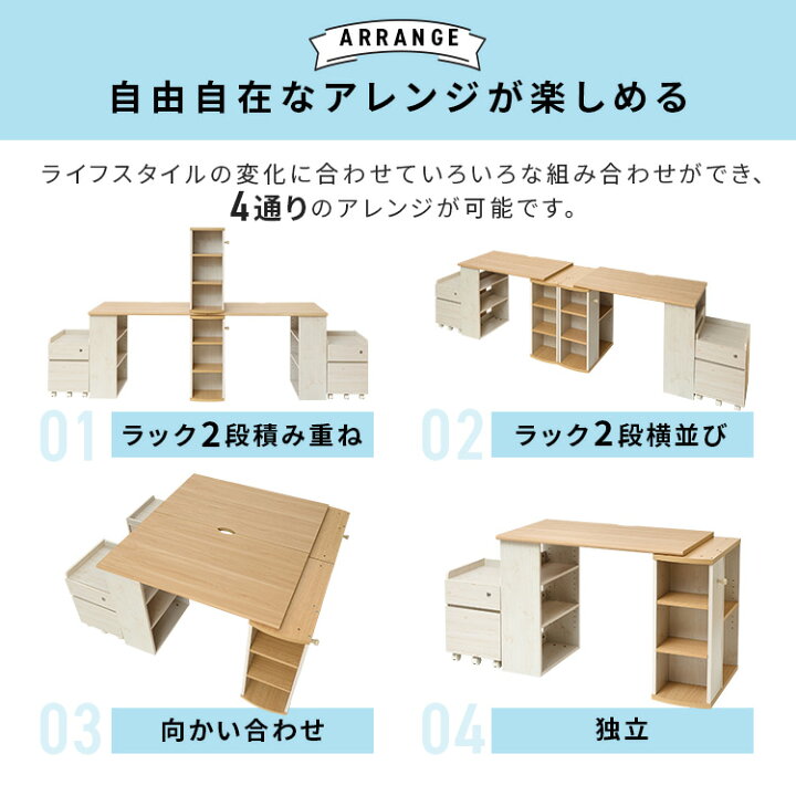 楽天市場】学習机 ツインデスク セット キャビネット 学習デスク 2人用 
