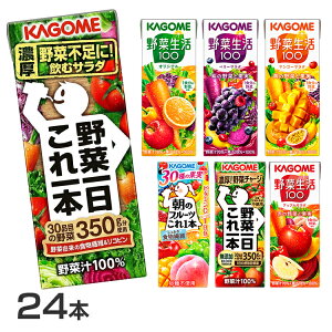 【同種24本】カゴメ 紙パック トマトジュース 食塩無添加 野菜生活 野菜ジュース オリジナル ベリーサラダ マンゴーサラダ アップルサラダ 朝のフルーツこれ1本 にんじんジュース 朝食 朝ご