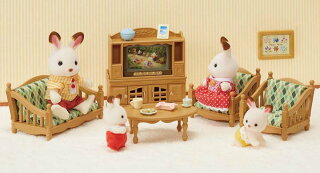 ドールハウス家具お人形遊びままごとエポック社シルバニアファミリーテレビ・テレビ台セットエポック