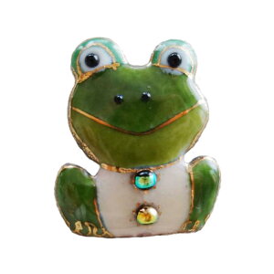 【UncleZ】 七宝焼き ピンブローチ カエル(正面)