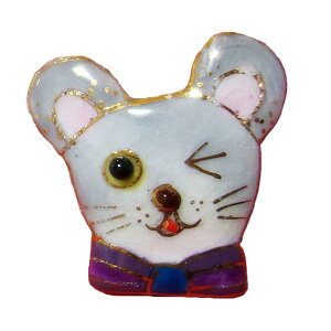 七宝焼き ピンブローチ 干支・子年(鼠・ねずみ)