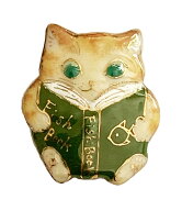【UncleZ】ねこの七宝焼帯留（読書・茶トラ）