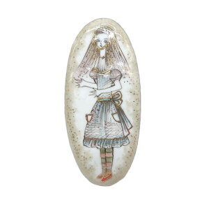 七宝焼きブローチ 不思議の国のアリス(アンティーク調) 首が伸びるアリス(楕円型)ブラウン