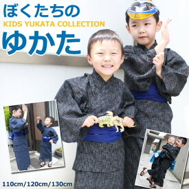 綿100％ 浴衣 単品 子供 男の子 110cm/120cm/130cm キッズ こども 厳選 しじら 織り 浴衣 男児 男の子 付け紐つき かっこいい 16柄 縞 無地 先染め