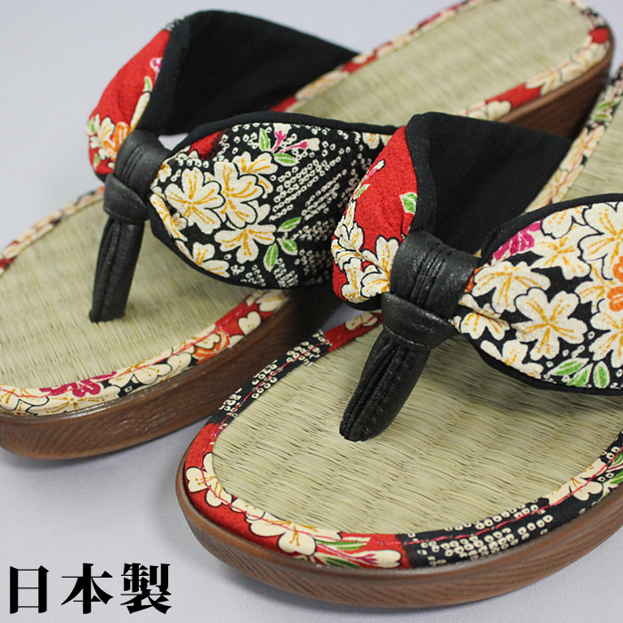 和柄サンダル 日本製 草履 普段履きにも ２サイズ M L 畳 タタミ 花柄 通販