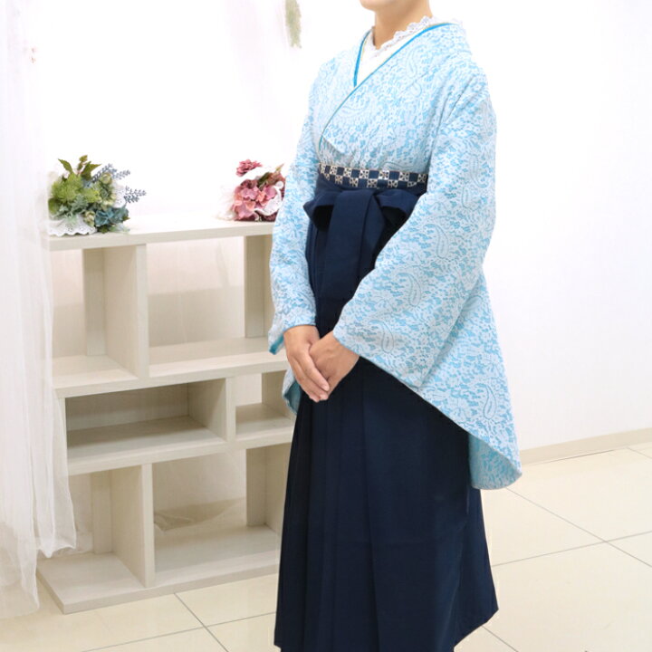 楽天市場】卒業式 レース着物 二尺袖 着物 単品 ライトブルー 水色 青 