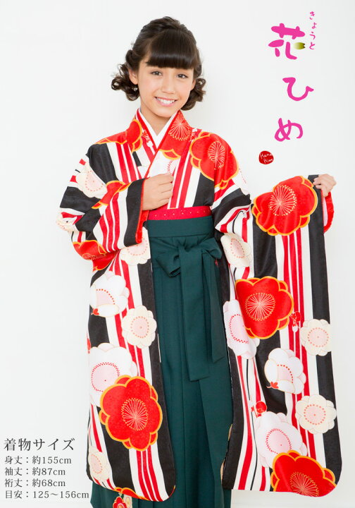 楽天市場】【花ひめ・縞梅黒】袴 4点セット 着物 帯 袴（紐下丈72cm 