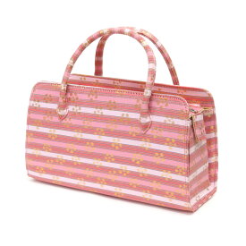 【訳あり】利休バッグ(0222A09) 金襴 縞 文様 和装バッグ ピンク