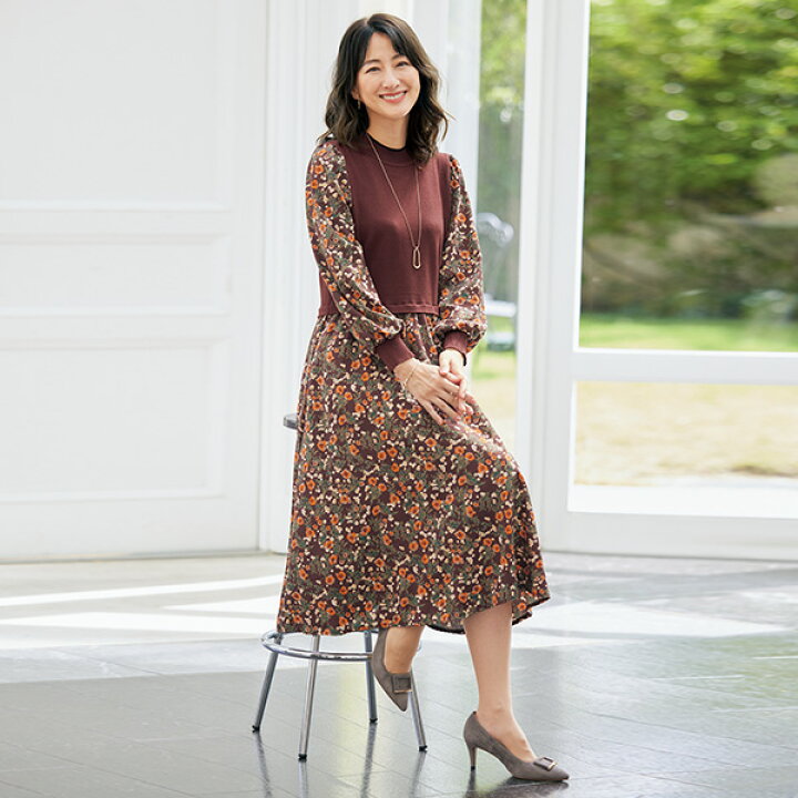 ワンピース きれいめ おしゃれ 春 秋冬 ミセス シニア ファッション 40 
