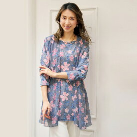 チュニック 40代 50代 60代 70代 80代 ミセスファッション シニアファッション 大人 おしゃれ レディース 春夏 服 /花柄アンサンブル風チュニック 母の日 ギフト プレゼント