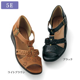 大人 おしゃれ サンダル シューズ ミセスファッション レディース / 編み込みデザインサンダル / 40代 50代 60代 70代 シニアファッション 靴
