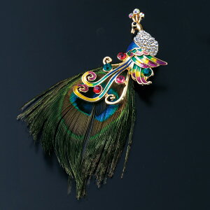 ブローチ レディース おしゃれ ミセス シニア ファッション 40代 50代 60代 70代 80代 幸運のブローチ 孔雀