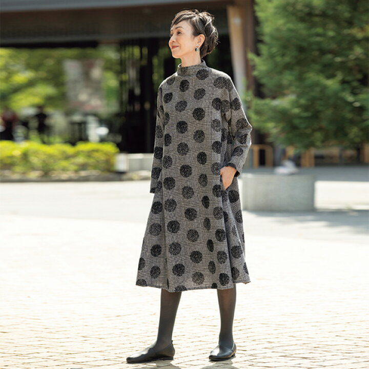 楽天市場 ワンピース レディース 春 秋冬 フロッキー花柄 グレンチェックワンピース 50代 60代 70代 80代 ミセスファッション シニア ファッション 婦人 服 京都通販 ミセスのファッション館