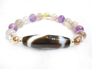 パワーストーン・京都/【最強波動コラボ1点もの】≪愛と調和、事業の成功、最強金運、全てを好転≫【白蛇天珠(瑪瑙)】【ギベオン(ナミビア産鉄質メテオライト隕石)】【スーパーセブン】