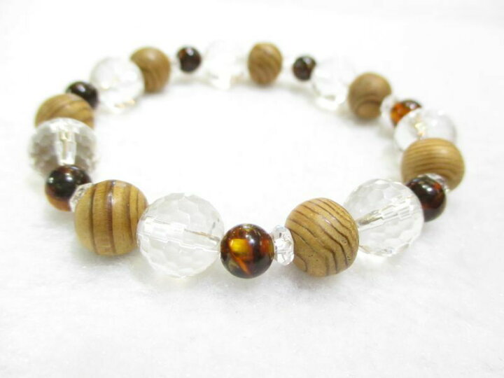 楽天市場 パワーストーン 京都 開運 幸運 魔除け 仕事運 恋愛運 成功 繁栄 魔除け 癒し レディース 飴色虎琥珀 ミラーボール本水晶 屋久杉 桐箱付き 伏見の京屋 パワーストーン京屋