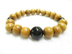 パワーストーン・京都/【強力魔除け、邪気払い】≪レディースサイズ≫【桃の木】【オニキス(黒瑪瑙)】12mm、数珠ブレスレット【伏見の京屋】