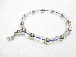 パワーストーン・京都/【全てを好転させる!】【ギベオン(ナミビア産鉄質メテオライト隕石)】【本水晶】【シルバー925製(ぼさ・チェーン房)親玉】数珠、ブレスレット【天然石の京屋】