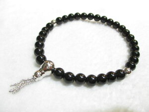 パワーストーン・京都/【魔除け、邪気払い】【モリオン(黒水晶)】【シルバー925製(ぼさ・チェーン房)親玉】数珠、ブレスレット【天然石の京屋】