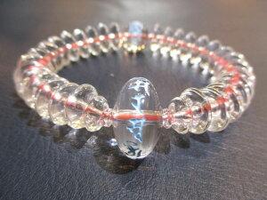 パワーストーン・京都/【レディースサイズ】【弁財天真言(オン・ソラソバテイ・エイ・ソワカ)梵字】彫刻【みかん玉本水晶】【弁財天】彫刻【本水晶】【そろばん珠本水晶】ブレスレット