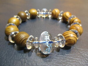 パワーストーン・京都/【弁財天真言(オン・ソラソバテイ・エイ・ソワカ)梵字】彫刻【みかん玉本水晶】【弁財天】彫刻【本水晶】【そろばん珠本水晶】【神代杉】【屋久杉】ブレスレット