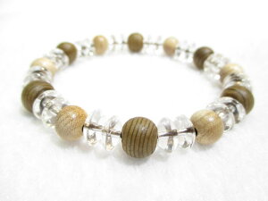 パワーストーン・京都/【精神安定・生命力・向上心アップ・生命力】【天然木】【和桜(国産本桜)】【神代杉】【そろばん珠本水晶】ブレスレット、オリジナル桐箱付き【伏見の京屋】