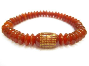 パワーストーン・京都/【般若心経(はんにゃしんぎょう)】彫刻、たる型【カーネリアン】18mm、そろばん珠、数珠型オリジナルブレスレット、桐箱付【伏見の京屋】