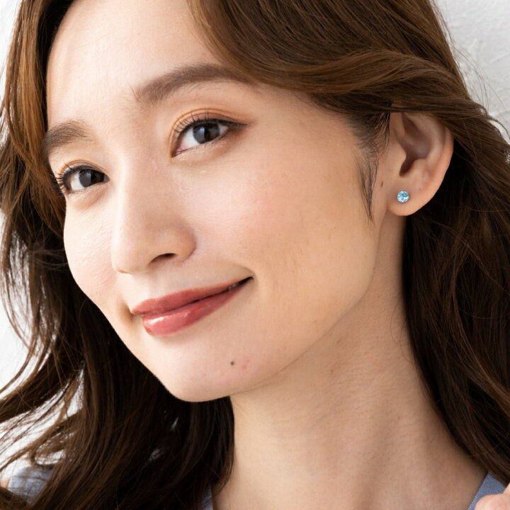 楽天市場】ブルートパーズ ピアス プラチナ スタッド 11月誕生石天然石 