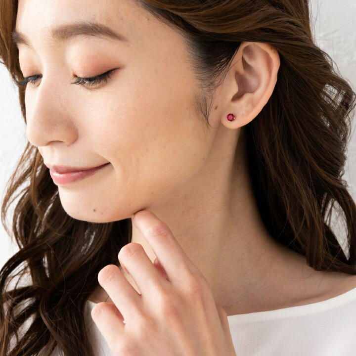 楽天市場】ルビー ピアス プラチナ スタッド ラウンドブリリアント 