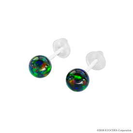 ブラックオパールセラミックピアス(合計1.44ct/スタッド/ラウンド/5.5mm/10月誕生石) プレゼント ギフト