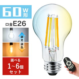 ＼5%OFFクーポン利用可／LED電球 E26フィラメント電球 60W形相当 調光調色 リモコン付き エジソン電球 広配光タイプ レトロ雰囲気 インテリア照明 間接照明 店舗照明 おしゃれ 北欧 LEDランプ 長寿命 省エネ エジソンバルブ