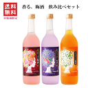 【 送料無料※地域限定 】 香る、梅酒セットB　720ml x 3本　　中野酒造/ジャスミン/ローズ/ラベンダー【送料込】アロマ梅酒