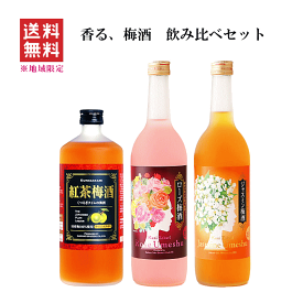 【 送料無料※地域限定 】 香る、梅酒セットA　720ml x 3本 　　中埜酒造/ジャスミン/ローズ/紅茶【送料込】アロマ梅酒セット