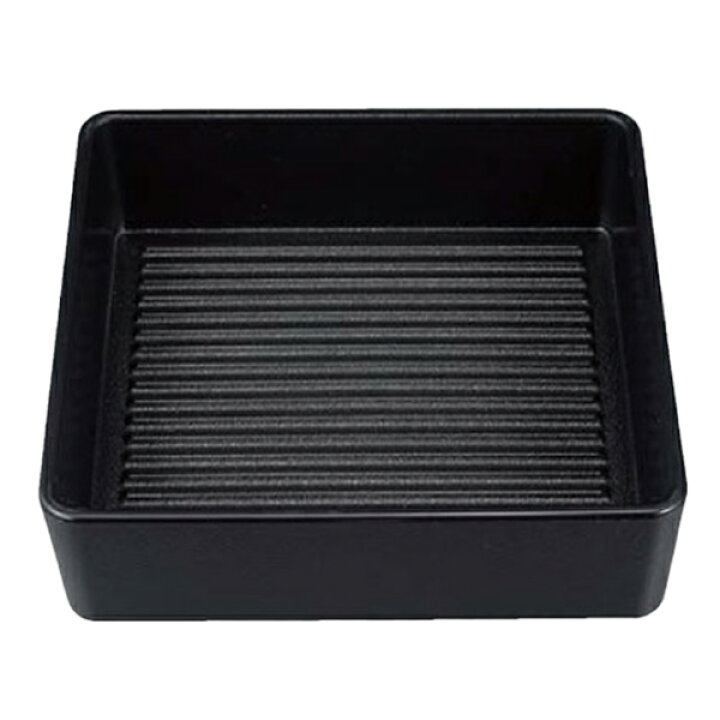楽天市場】耐熱ABS 正角 肉皿 深型 20cm×H6.2cm【内外黒/銀タタキ 