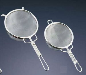 ストレーナー 湯通し・水切り・粉ふるいなど用途様々! 18-8ステンレス製 共柄 ストレーナー ダブルアミ (24メッシュ) 小 (1-0454-1202)