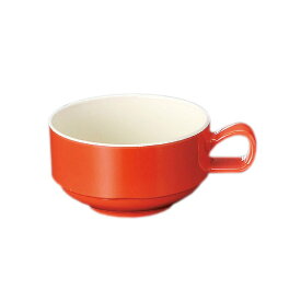 メラミン スープカップ オレンジ (φ102(取っ手含む132)×H58mm・280ml) [M-26OR] スリーライン 業務用 食器 割れにくい 食洗機対応 丈夫 プラスチック 樹脂製