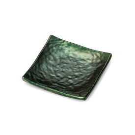 メラミン 虹釉(にじゆう) 12cm正角皿 (120×120×H21mm) [M-494NYU] スリーライン業務用 食器 割れにくい 丈夫 プラスチック 樹脂製 角皿 正方形 中皿 取り皿 取り分け皿 平皿 緑 グリーン ブラウン 手びねり風 和食器