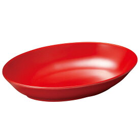 メラミン オーバルプレート 赤地 (258×193×H47mm・950ml) [M-810RJ] スリーライン業務用 食器 割れにくい 丈夫 プラスチック 樹脂製 楕円皿 カレー皿 オーバルプレート 小判皿 深皿