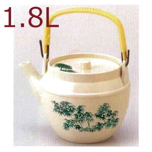 【1.8L】プラスチック製 どびん(急須/土瓶) 大 志野 グリーン竹(笹の葉) 茶こしセット(1-828-10/8-1122-2)食洗機使用可能(食洗機対応) 割れにくい 急須 耐熱ABS製 割烹漆器 若泉