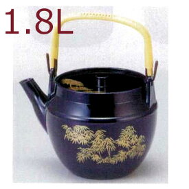 【1.8L】プラスチック製 どびん(急須/土瓶) 大 瑠璃金竹（笹の葉） 茶こしセット（1-828-18/8-1122-10）食洗機使用可能(食洗機対応) 割れにくい 急須 耐熱ABS製 割烹漆器 若泉