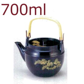 【700ml】プラスチック製 どびん(急須/土瓶) 小 瑠璃金竹（笹の葉） 茶こしセット（1-828-20/8-1122-12）食洗機使用可能(食洗機対応) 割れにくい 急須 耐熱ABS製 割烹漆器 若泉