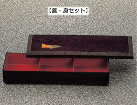三ツ仕切弁当(光琳)　身・ふたセット (375×136×66mm) マンネン/萬年[WS-6F/M] 業務用 プラスチック製 和食器 超耐熱漆器