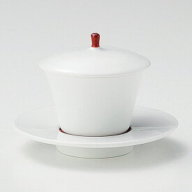 強化セラミック 赤巻蓋付デザートカップ(身・蓋)ソーサー付 (12×9.3cm) UTSUWA[245-18-557] 日本製 和食器 KYOEI陶器市 代引不可