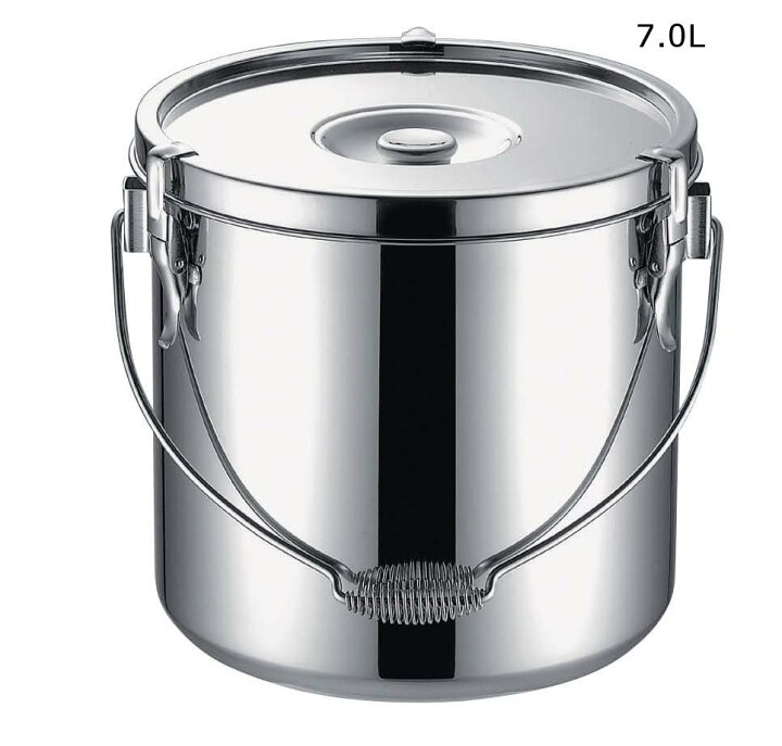 楽天市場】IH対応 19-0クロムステンレス給食缶(汁食缶)7L・21cm(1-0191 