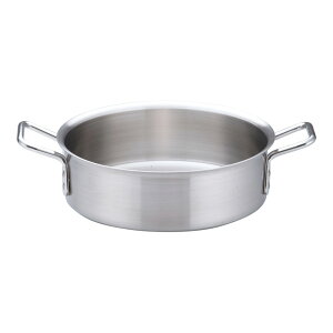 トリノ 外輪鍋 33cm ステンレス アルミクラッド三層鋼 業務用 プロ仕様 電磁調理器対応 なべ 調理用 IH対応 深鍋 新開発三層鋼 ソトワ 両手鍋 ソテーパン 高耐久性 軽量 丈夫で持ち易い (1-0015-0