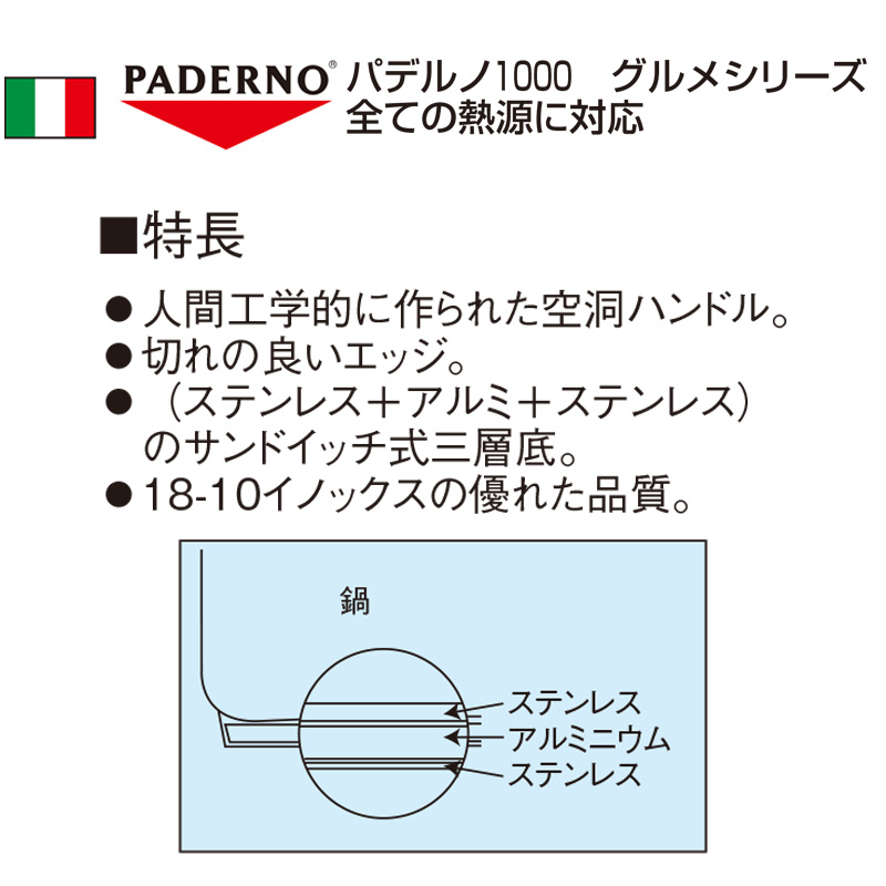 楽天市場】パデルノ 18-10片手浅型鍋 (蓋無) 1008-36 ステンレス 36cm