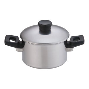 エルム IH 3層鋼 両手鍋 18cm  2.7L 両手鍋 IH対応 100V 200V 軽量 焦げ付きにくい(9-0055-0701)