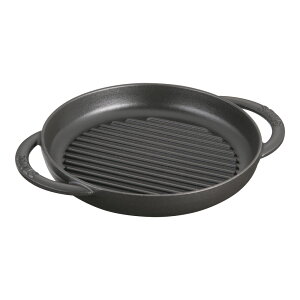 ストウブ ピュアグリル 22cm 40511-520 ブラック  丸グリルパン 焼肉 ステーキ IH対応 100V 200V (9-0080-0301)