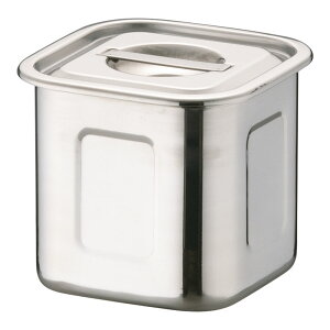 HACCP18-8深型角キッチンポット 8cm  お手入れ簡単で衛生的なキッチンポット 渕巻なし ステンレス製 業務用 (9-0218-0701)